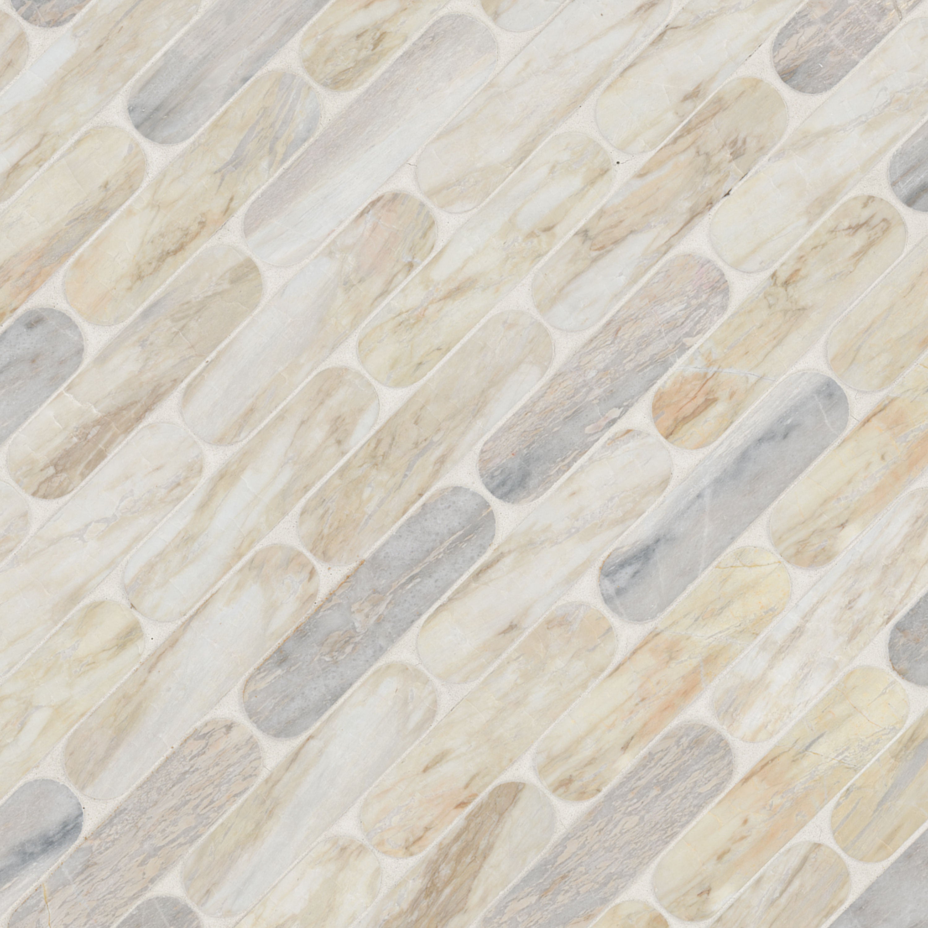 Angora Ellipse 12 in. x 12 in. Polished Marble Mesh-Mounted Mosaic Floor and Wall Tile by MSI (9.6 sq. ft. /Case)