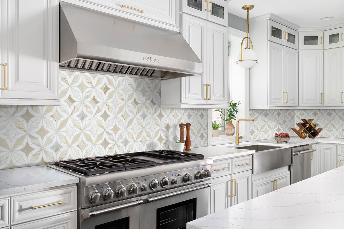 Athena Gold Estrella 10" X 10" Polished Marble Mosaic Floor And Wall Tile by MSI