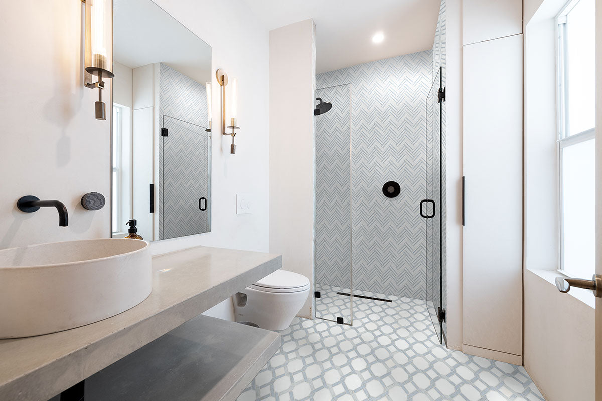 Azula Linea 8 in. x 13 in. Polished Marble Mosaic Floor and Wall Tile by MSI