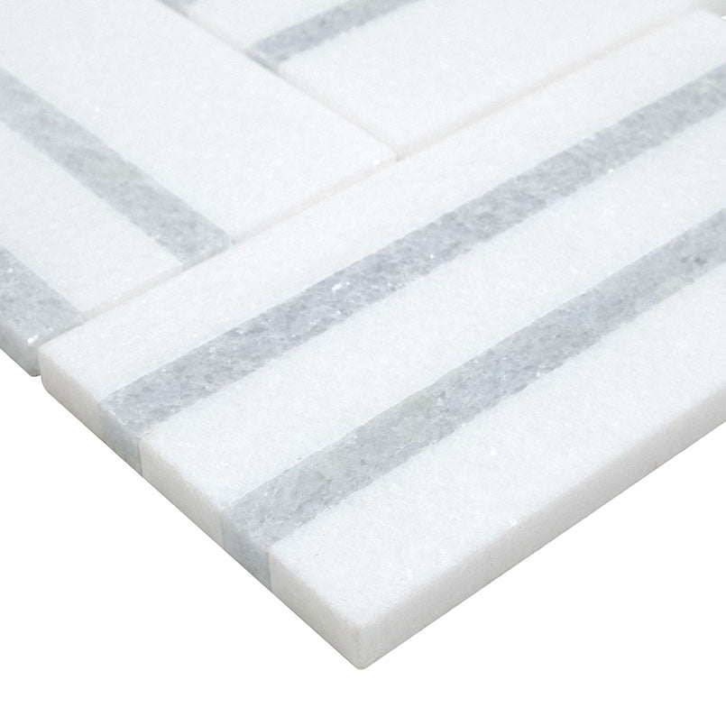 Azula Linea 8 in. x 13 in. Polished Marble Mosaic Floor and Wall Tile by MSI