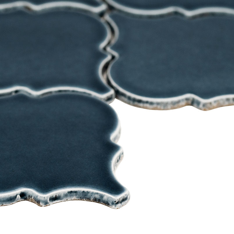 Bay Blue Arabesque 11 in. x 15 in. Glossy Ceramic Mesh-Mounted Mosaic Wall Tile by MSI (11.7 sq. ft./Case)