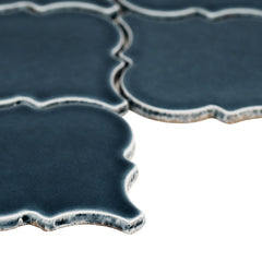Bay Blue Arabesque 11 in. x 15 in. Glossy Ceramic Mesh-Mounted Mosaic Wall Tile by MSI (11.7 sq. ft./Case)
