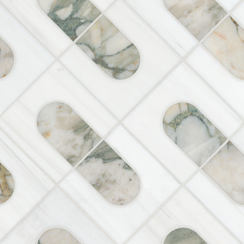 Bianco Dolomite Moderno 12" X 12" Polished Marble Mosaic Floor And Wall Tile by MSI