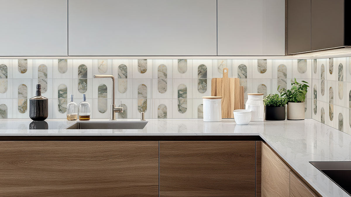 Bianco Dolomite Moderno 12" X 12" Polished Marble Mosaic Floor And Wall Tile by MSI