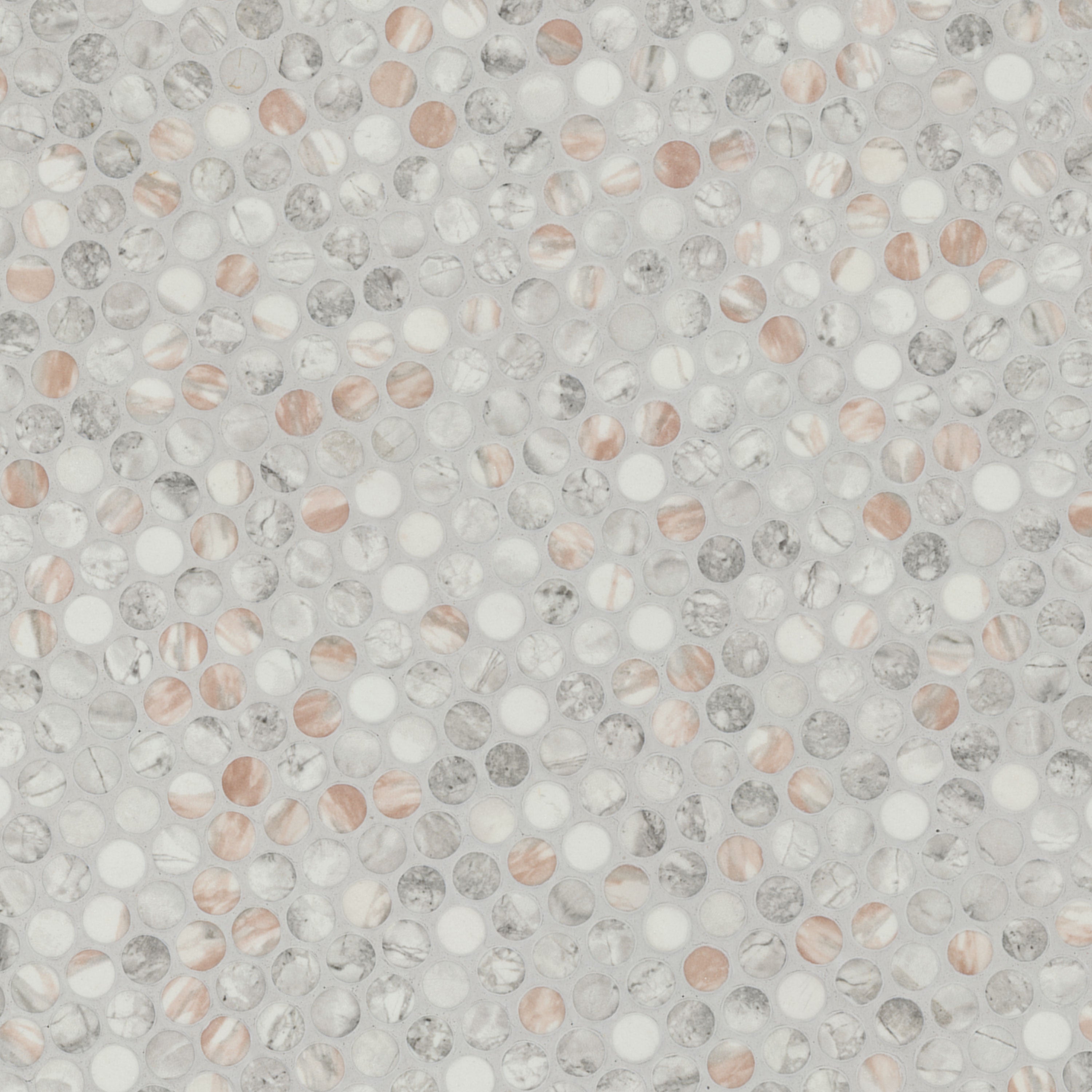 Briar Rosa Penny Round 12 in. x 12 in. Matte Mesh-Mounted Mosaic Wall Floor Tile