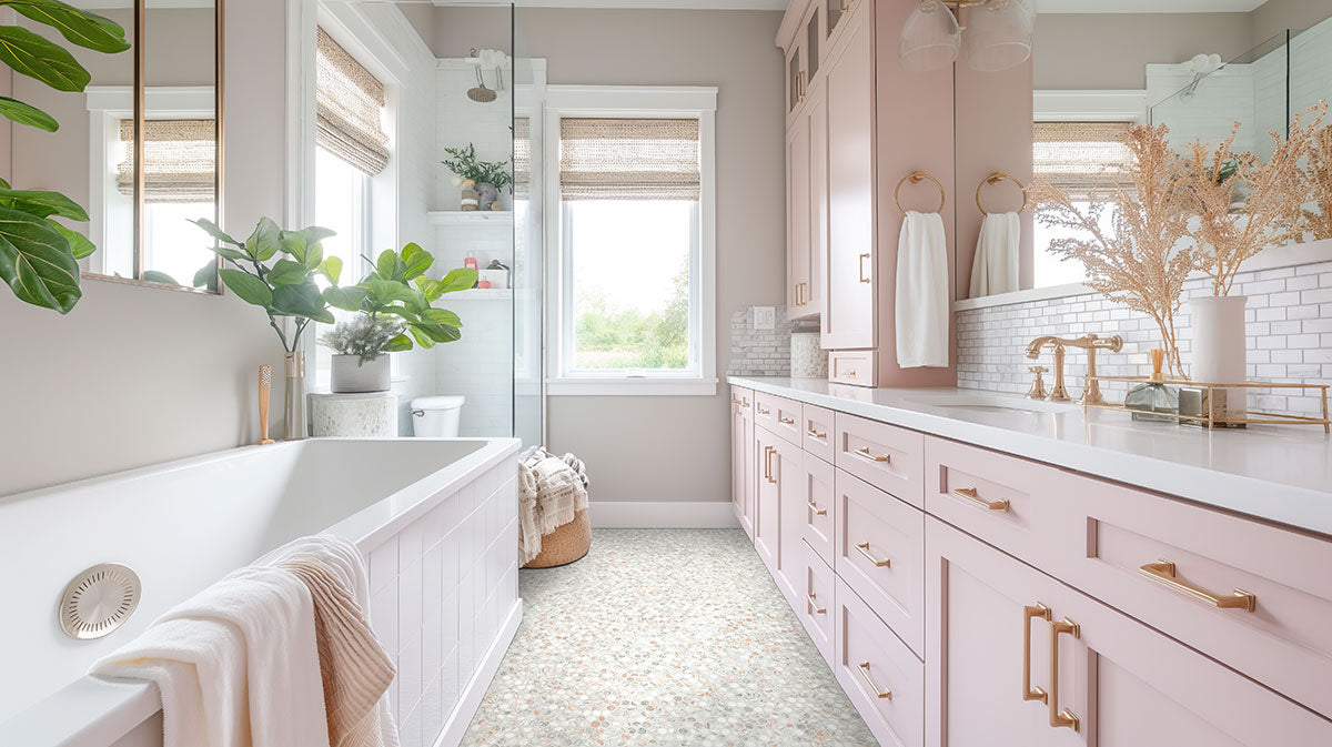 Briar Rosa Penny Round 12 in. x 12 in. Matte Mesh-Mounted Mosaic Wall Floor Tile