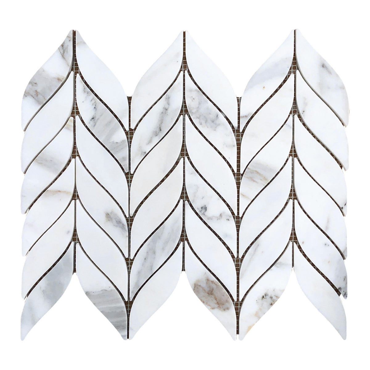 Calacatta Gold Italian Marble Leaf Shape Mosaic Tile Polished (Glossy)