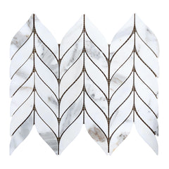 Calacatta Gold Italian Marble Leaf Shape Mosaic Tile Polished (Glossy)