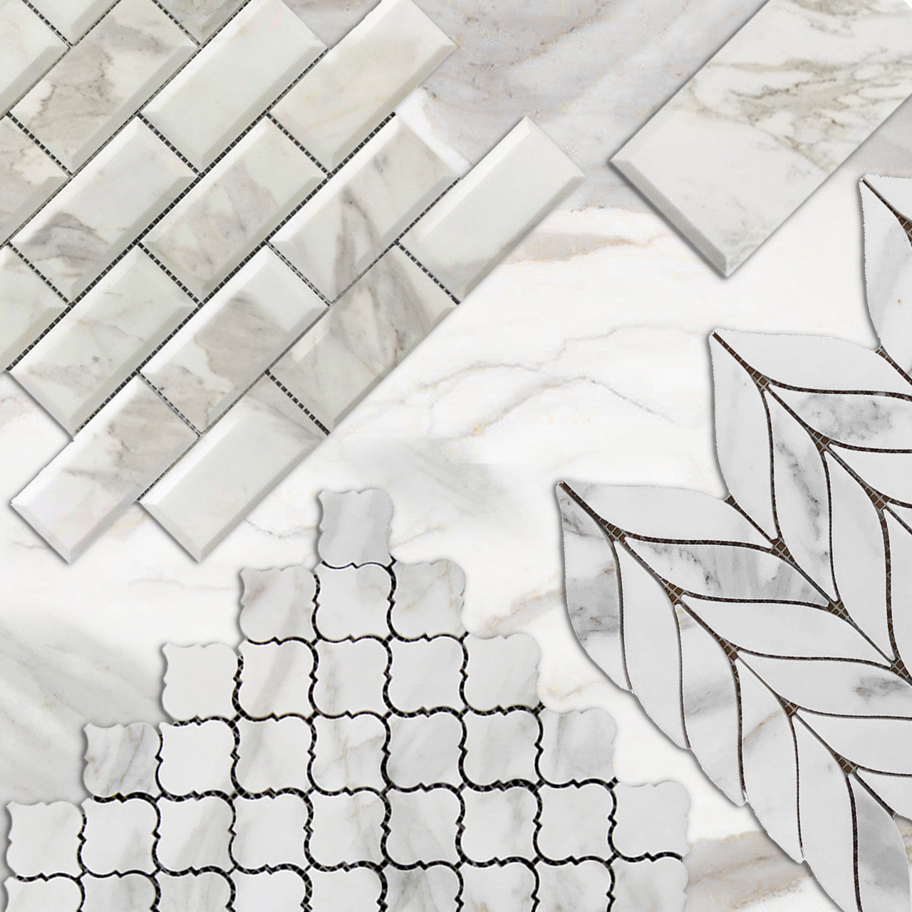 Calacatta Gold Italian Marble Leaf Shape Mosaic Tile Polished (Glossy)