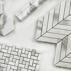 Calacatta Gold Marble Target Pinwheel Mosaic Tile with Calacatta Gold Dots Polished (Glossy)