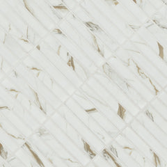 Calacatta Gold Stacked 12 in. x 12 in. Matte Porcelain Mesh-Mounted Mosaic Floor and Wall Tile