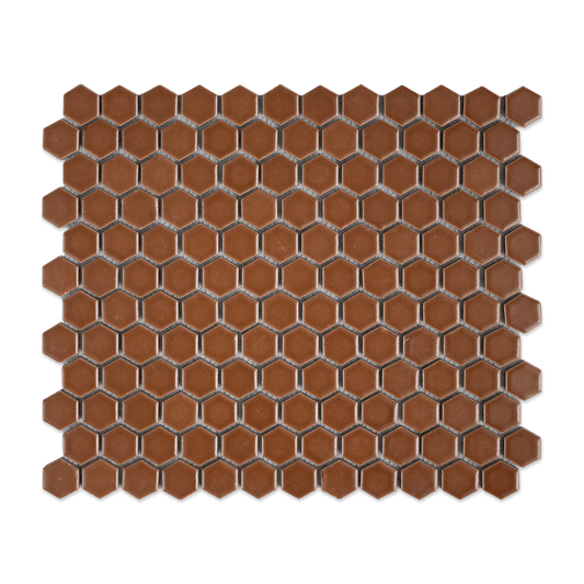 Caramel  1" Hexagon Matte Porcelain Mosaic Tile (5 Sheets)