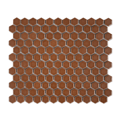 Caramel  1" Hexagon Matte Porcelain Mosaic Tile (5 Sheets)
