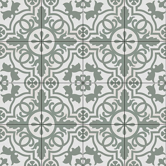 GT Vintage Sage Green Floral 8x8 Matte Porcelain Tile 0GZ20DF