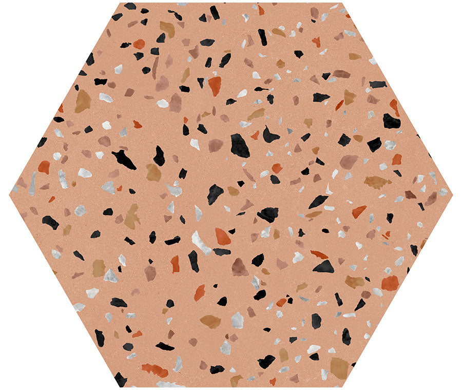 Abstract Salvia 8x9 Matte Hexagon Porcelain Tile for Kitchen Backsplash, Bathroom Wall, Shower, Fireplace, Indoor Floor & Wall, Modern Terrazzo Look