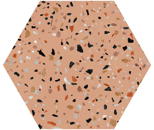 Abstract Salvia 8x9 Matte Hexagon Porcelain Tile for Kitchen Backsplash, Bathroom Wall, Shower, Fireplace, Indoor Floor & Wall, Modern Terrazzo Look
