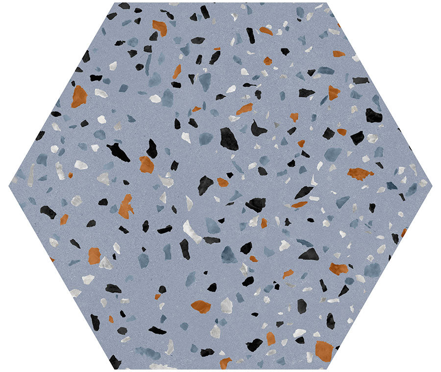 Tenedos Abstract Blue 8"x9" Matte Porcelain Hexagon Tile for Bathroom, Backsplash, Shower, Accent Wall & Flooring