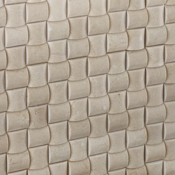 Tenedos Crema Marfil 3D Pillow Polished/Honed Mosaic Tile