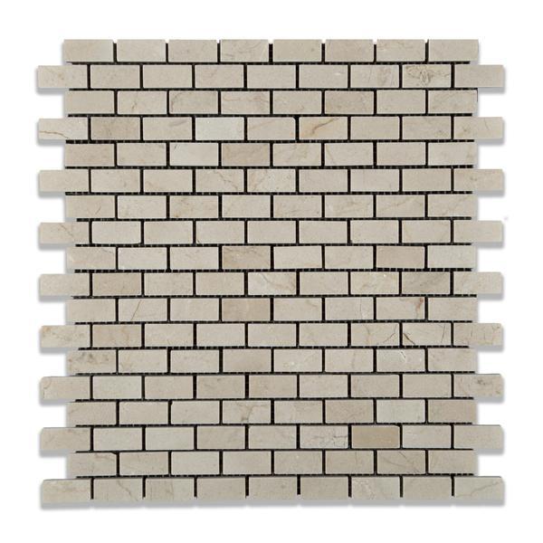 Crema Marfil Baby Brick Mosaic Tile Polished/Honed