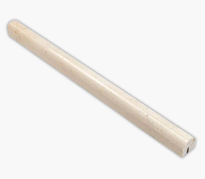 Crema Marfil Marble Polished 3/4 X 12 Pencil Trim Bullnose Liner for finish edge, décor Frame( Box of 5 pcs)
