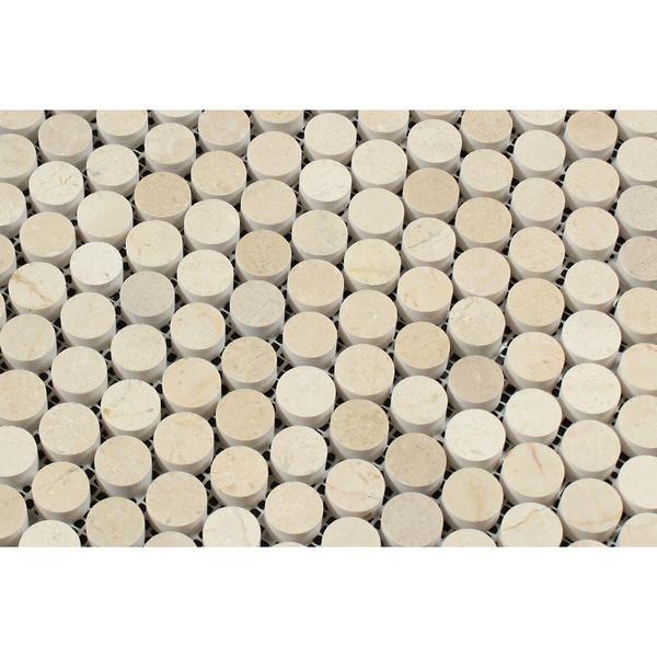 Crema Marfil Penny Round Mosaic Tile Polished- 1 piece