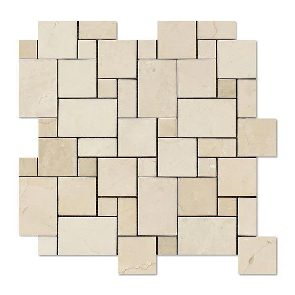 Tile Stone Mini Crema Marfil Mini Versailles Polished Mosaic Tile- 1 piece – Stone Tile ...