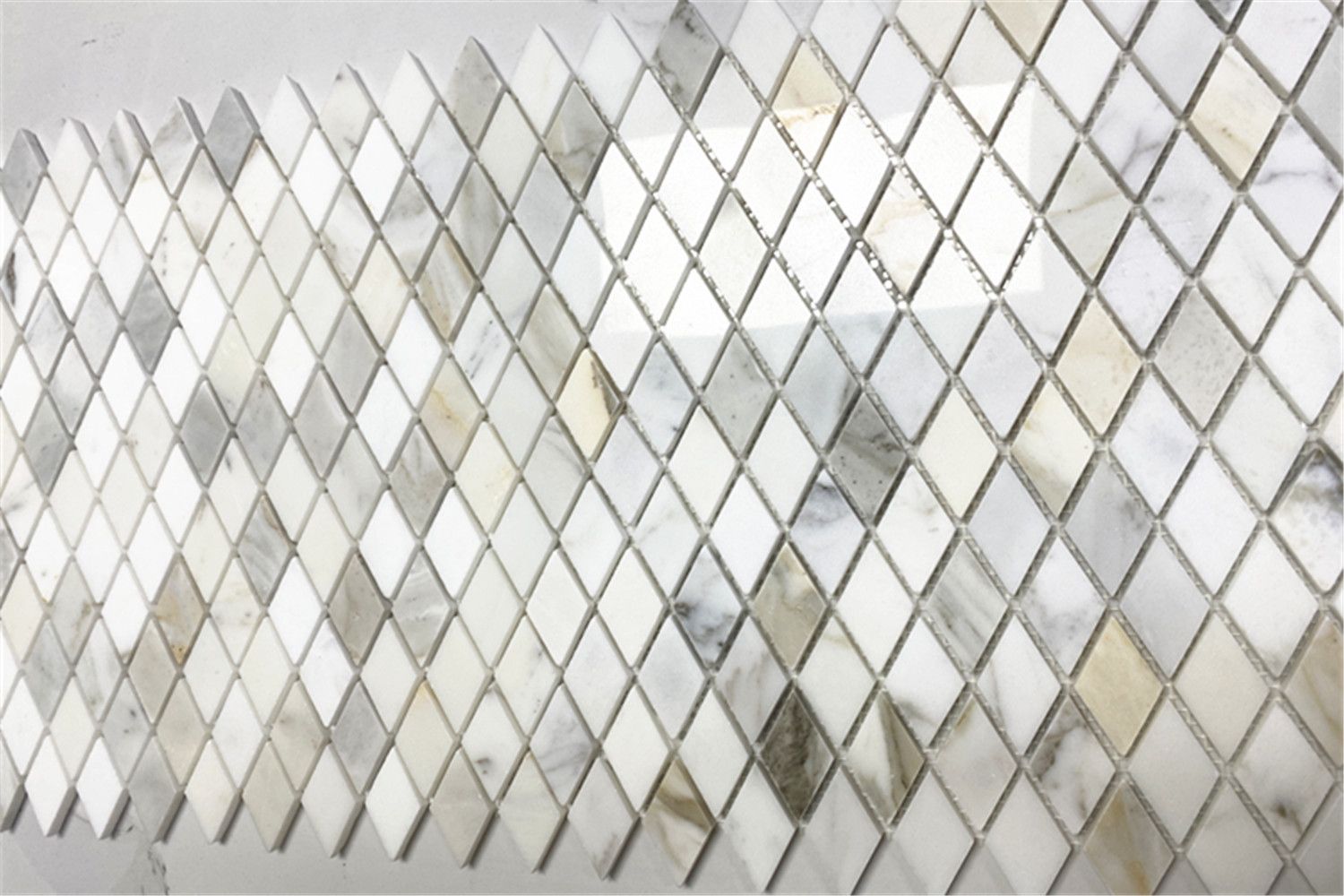 Calacatta Gold Italian Marble Large Diamond Mosaic Tile Polished
