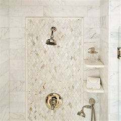 Calacatta Gold Italian Marble Large Diamond Mosaic Tile Polished