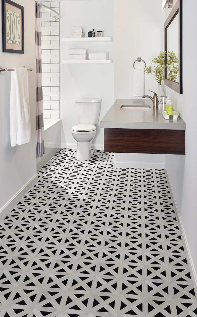 Calacatta Gold Italian Marble with Nero Marquina Black Triangles Geometrica Mosaic Tile Polished (Glossy)