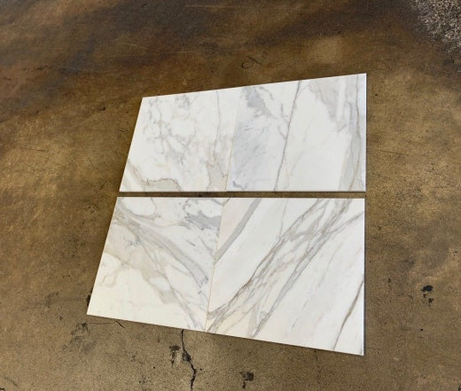 4x4 Calacatta Gold Italian Marble Subway Tile Wide Beveled Honed (Matte)