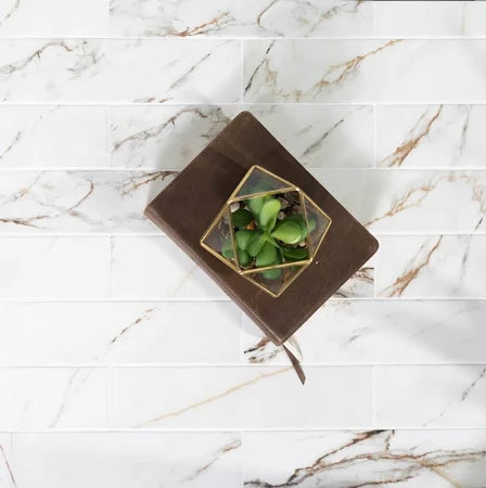 3x12 Calacatta Gold Italian Marble Subway Tile Honed (Matte)