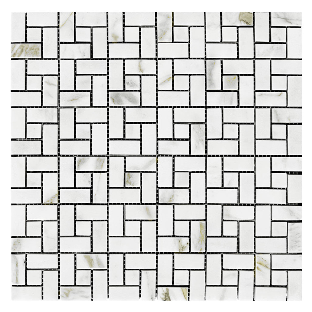 Calacatta Gold Marble Target Pinwheel Mosaic Tile with Calacatta Gold Dots Polished (Glossy)