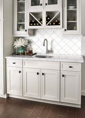 MSI Whisper White Arabesque 10-1/2 in. x 15-1/2 in. x 8mm Glazed Ceramic Mesh-Mounted Mosaic Wall Tile