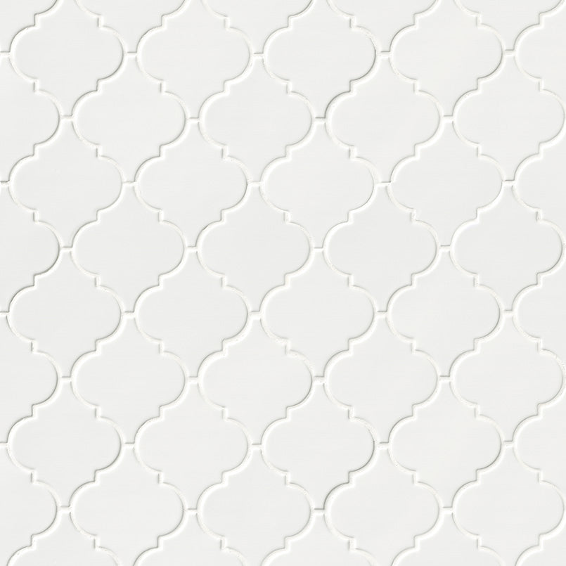 MSI Whisper White Arabesque 10-1/2 in. x 15-1/2 in. x 8mm Glazed Ceramic Mesh-Mounted Mosaic Wall Tile