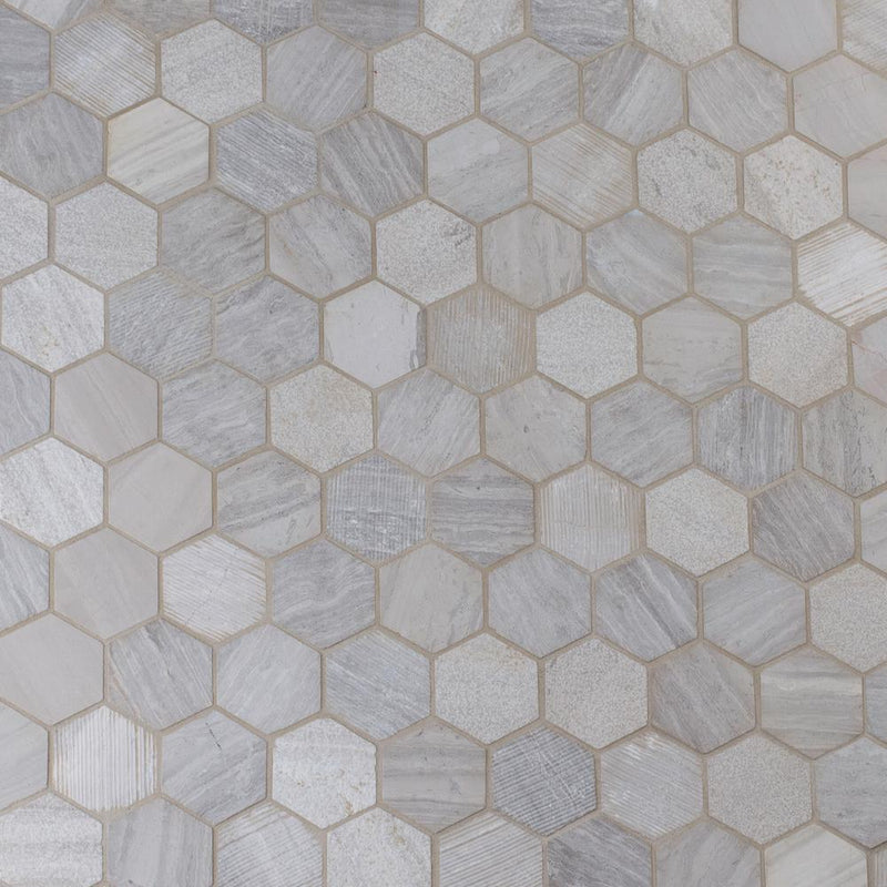 MSI Honeycomb Hexagon 2 Inch Multi finish Natural Marble Mesh-Mounted Mosaic Floor and Wall Tile (9.8 sq. ft. / case)