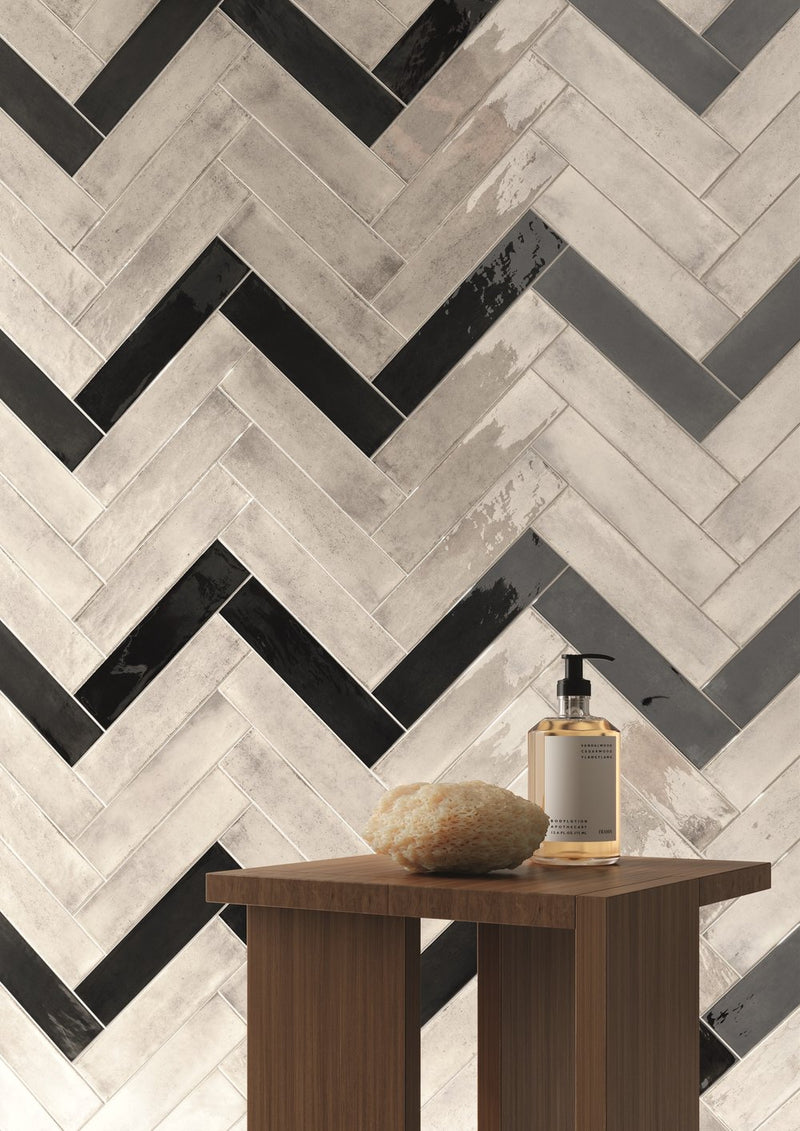 Scandiano Series Handmade Antique Look Glossy 2.5x10 Subway Porcelain Wall Tile for Kitchen Backsplash, Bathroom Wall, Accent Wall, Fireplace Surround (Box of 50 Pieces)