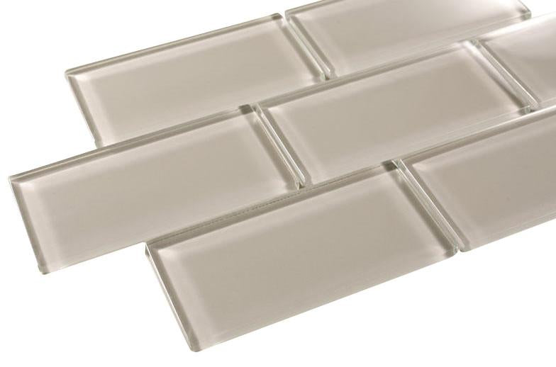 3x6 Glossy Almond Camel Subway Glass Mosaic Tiles for Kitchen Backsplash and Bathroom Wall