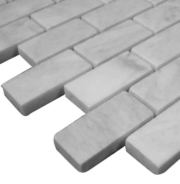 Carrara Marble Italian White Bianco Carrera 1x2 Mosaic Wall Floor Tile Honed