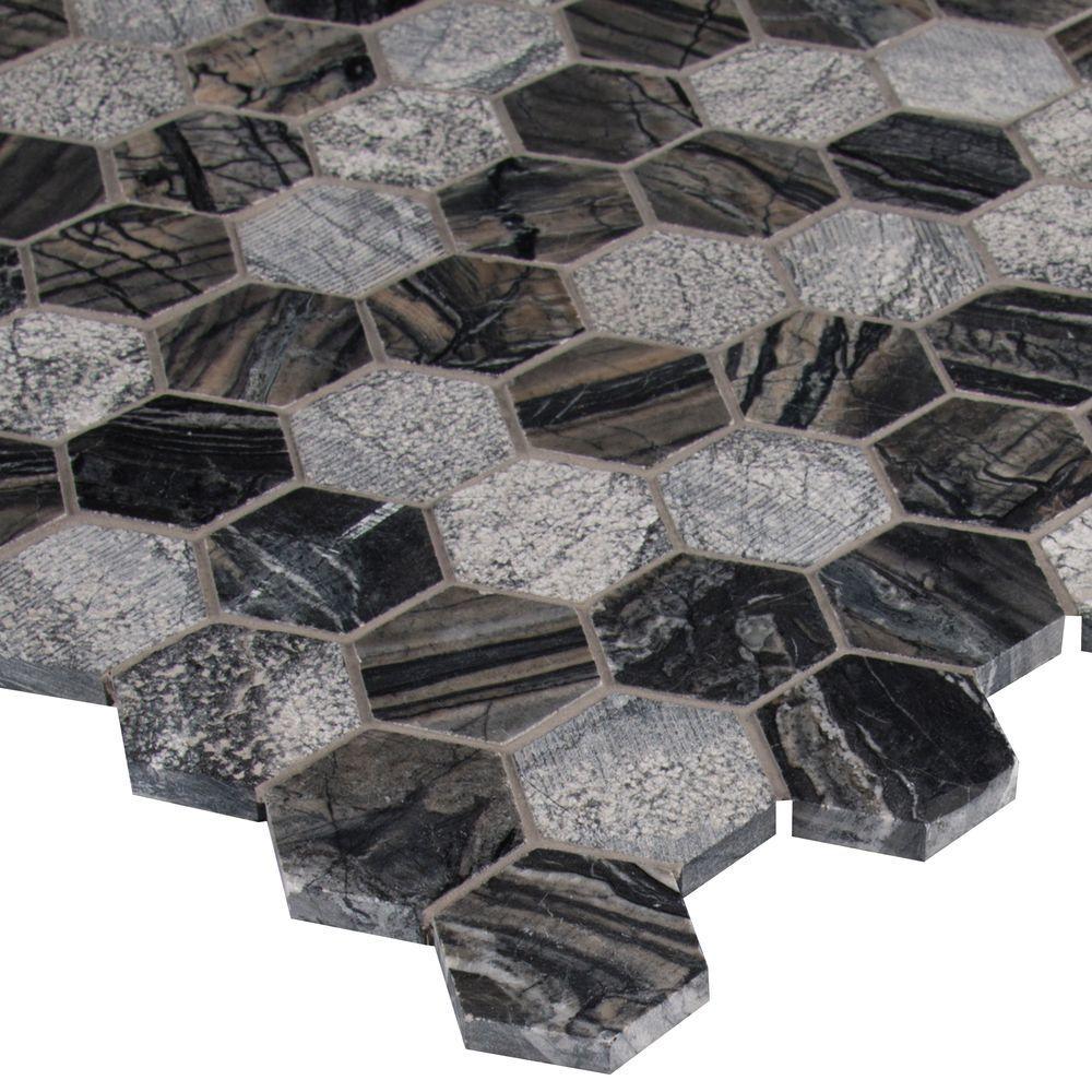 MS International Henley Hexagon 12 in. x 12 in. x 10 mm Natural Marble Mesh-Mounted Mosaic Floor Wall Tile