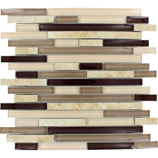 MS International Amalfi Cafe Interlocking 12 in. x 12 in. x 6 mm Glass and Porcelain Mesh-Mounted Mosaic Tile