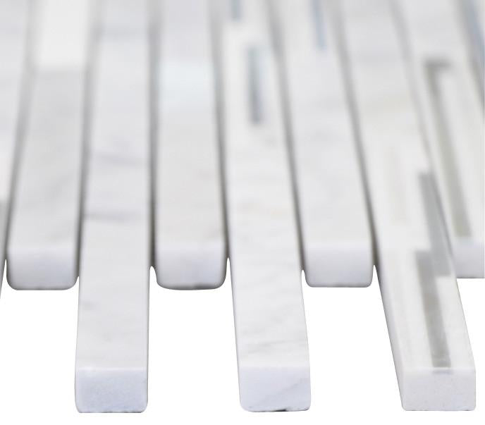 White Carrara Matte Random Brick Pattern Marble Stone Tiles