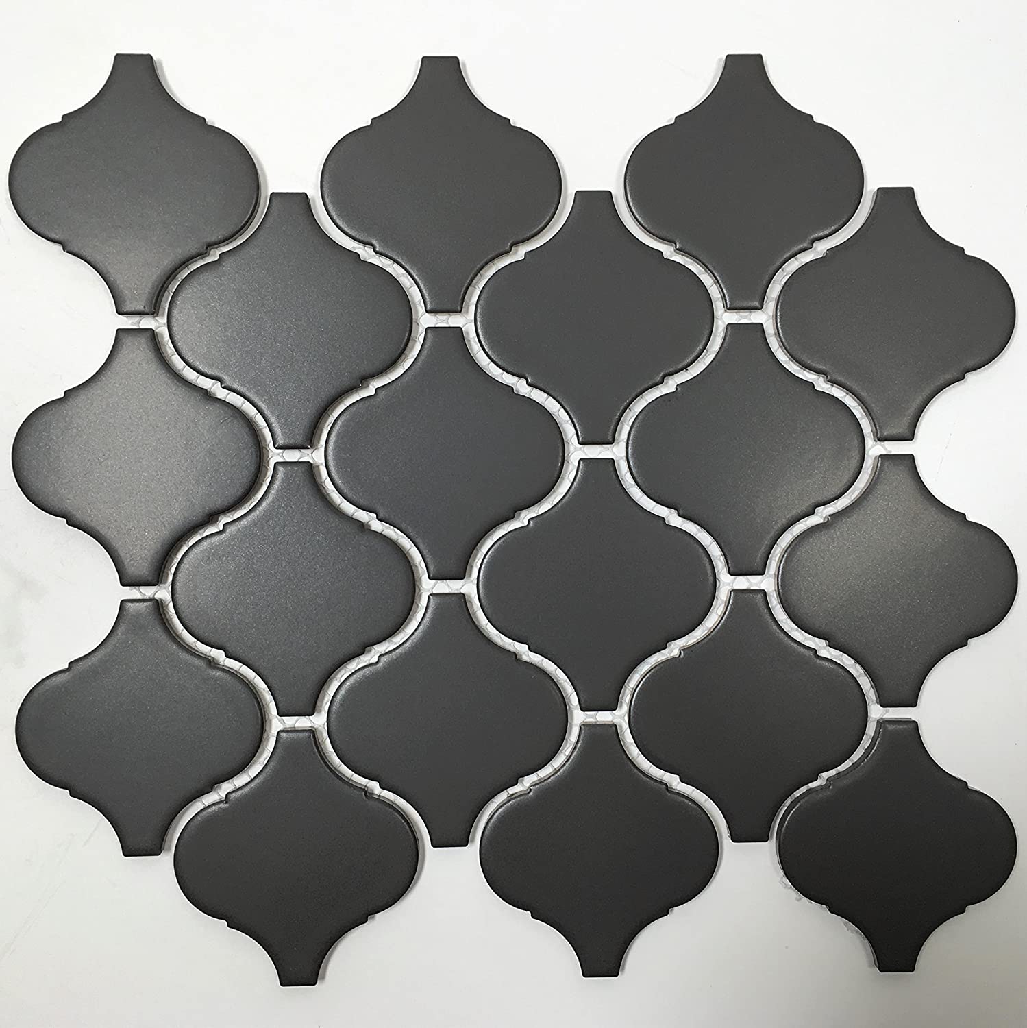 Lantern Black Porcelain Matte Mosaic Wall Floor Tile for Kitchen backsplash, Bathroom Shower, Accent Décor