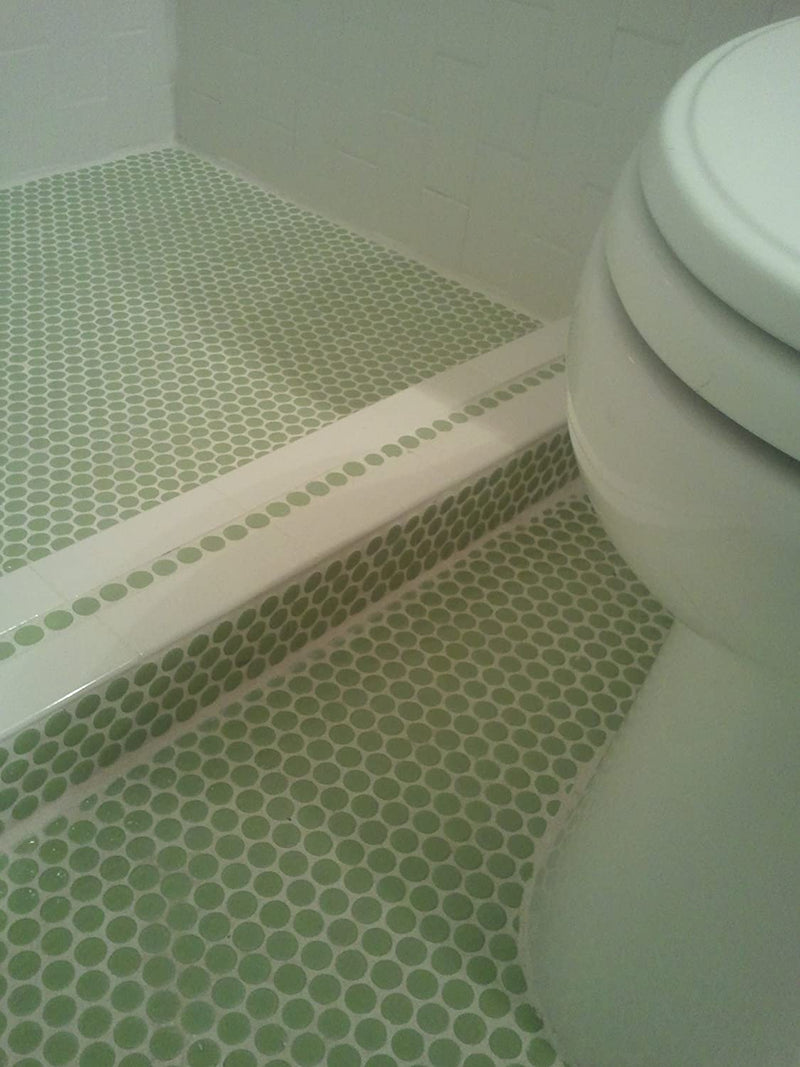 Penny Round Vintage Green Glossy Porcelain Mosaic for Bathroom Floors and Walls, Kitchen Backsplashes, Pool Tile By Vogue Tile