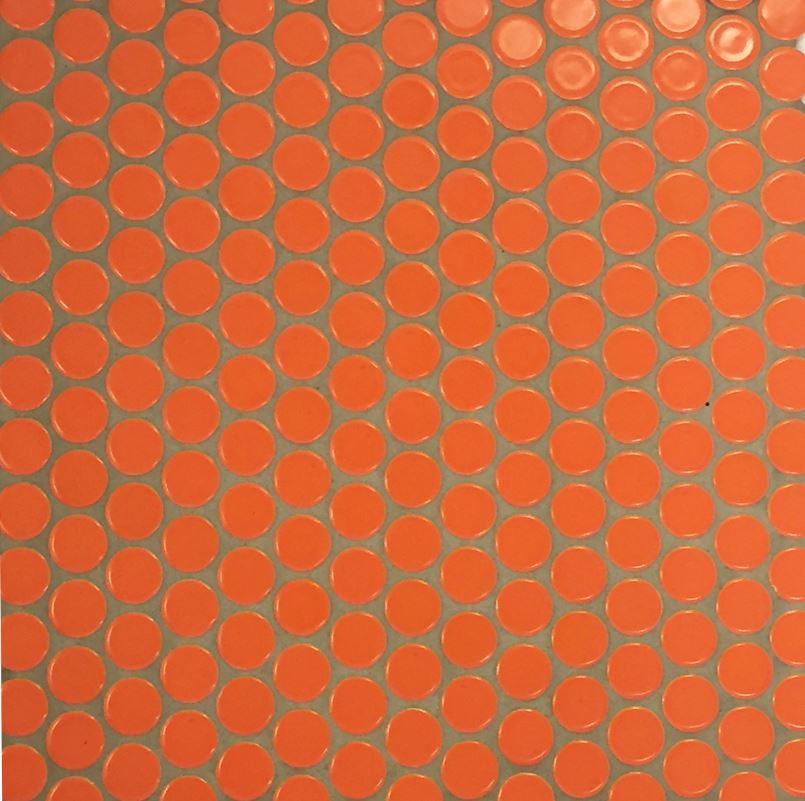 Penny Round Orange Porcelain Mosaic Floor and Wall Tile, Backsplash Kitchen, Bathroom Shower on 12x12 Mesh for Easy Installation By Vogue Tile