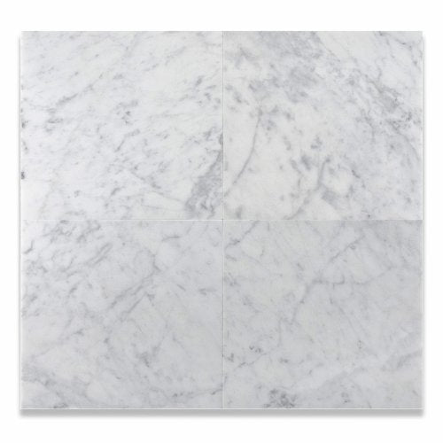 Carrara Marble White Bianco Greyish 12x12 Marble Floor Wall Tile Honed for Kitchen Backsplash, Bathroom Flooring Shower, Fireplace, Entryway Corrido Spa