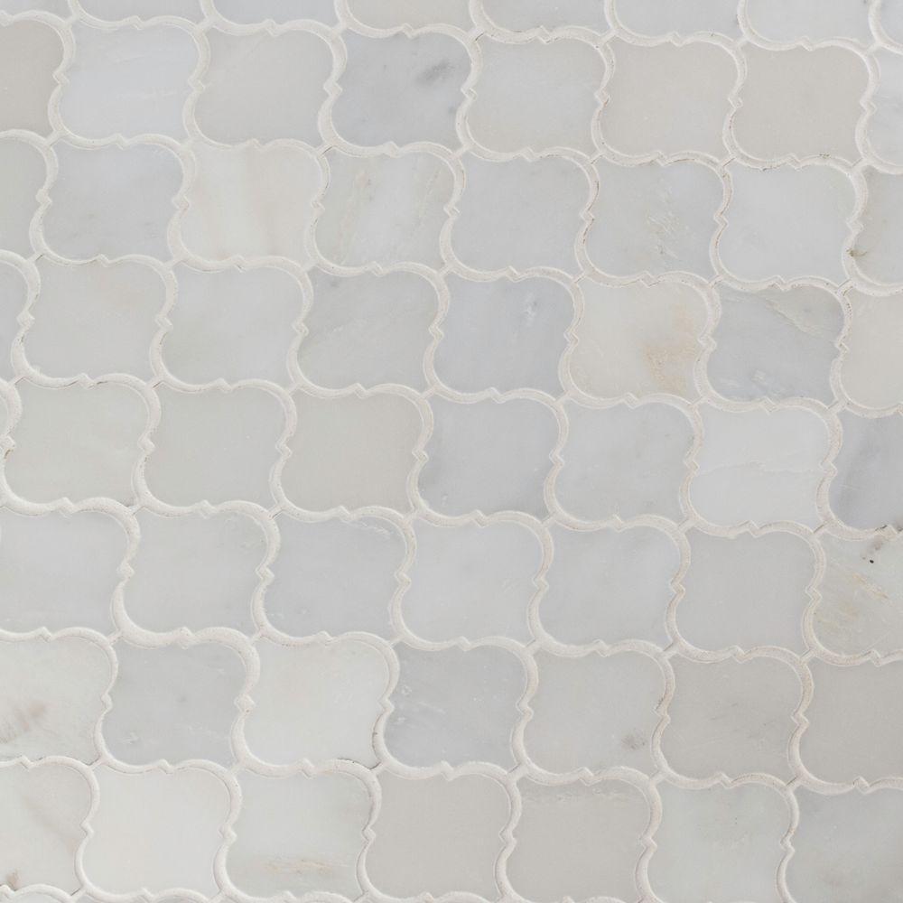 MS International Greecian White Arabesque Polished Marble Mesh-Mounted Mosaic Floor and Wall Tile - Tenedos