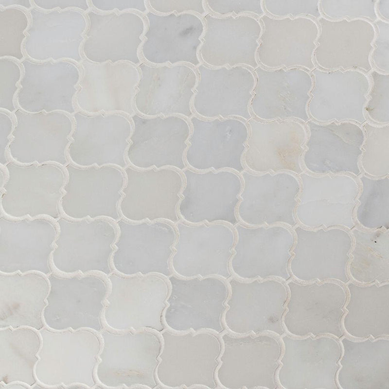 MS International Greecian White Arabesque Polished Marble Mesh-Mounted Mosaic Floor and Wall Tile - Tenedos