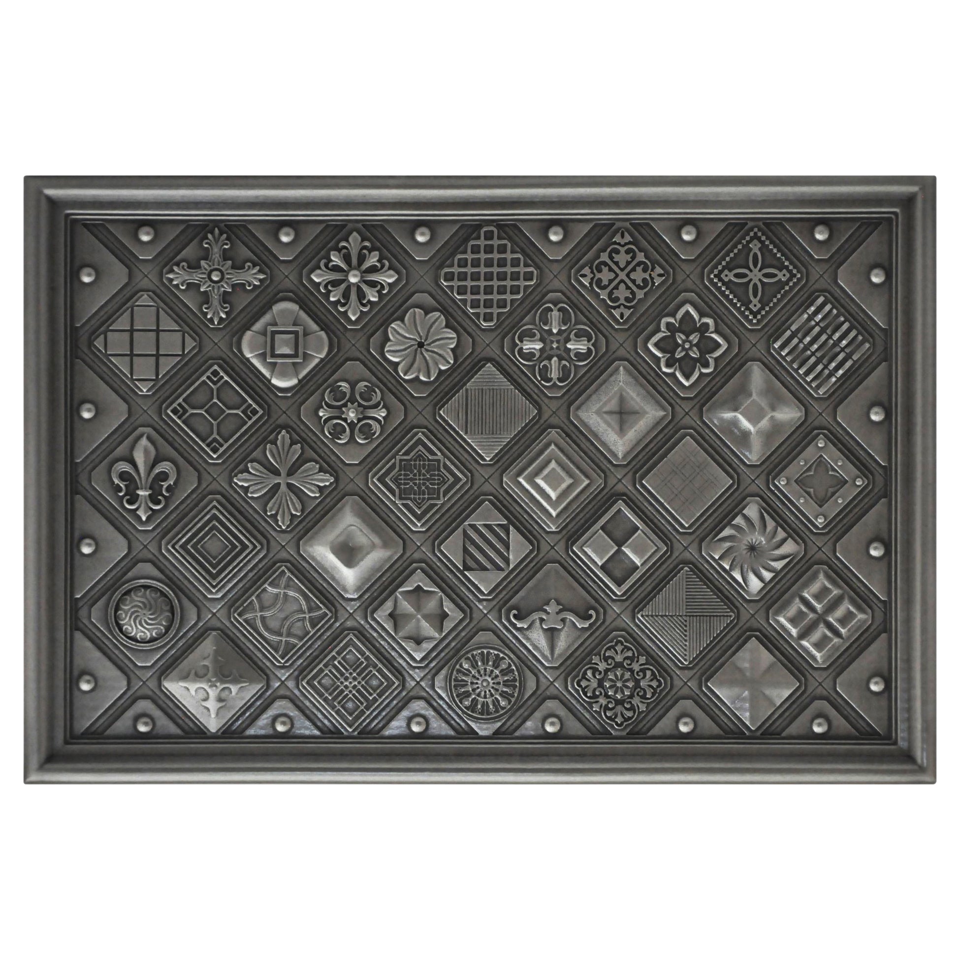 12x18 inch Potpourri Mix Hand Made Textured Premium Metal Decorative Mural Tile for Kitchen Backsplash and Fireplace (Antique Niquel)