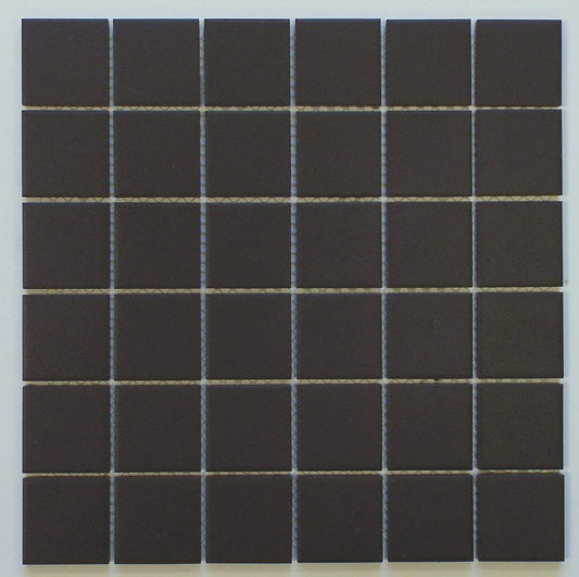 Vintage Black Greyish Charcoal Unglazed Square 2x2 Inch Porcelain Floor & Wall Tile