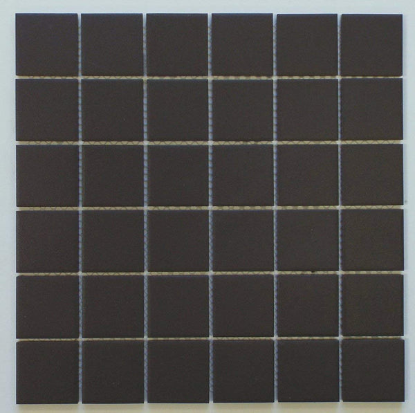 Vintage Black Greyish Charcoal Unglazed Square 2x2 Inch Porcelain Floor & Wall Tile